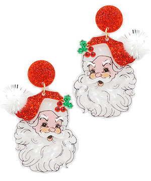 Christmas Santa Glitter Dangle Earrings