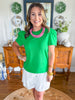 Mary Square | Larissa Pleat Sleeve Tee in Green