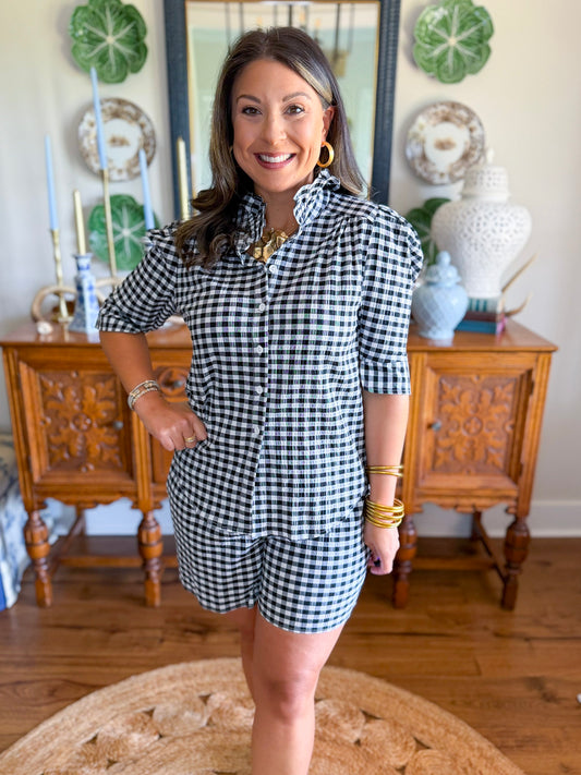 Adrienne | Faye Shorts in Black Gingham