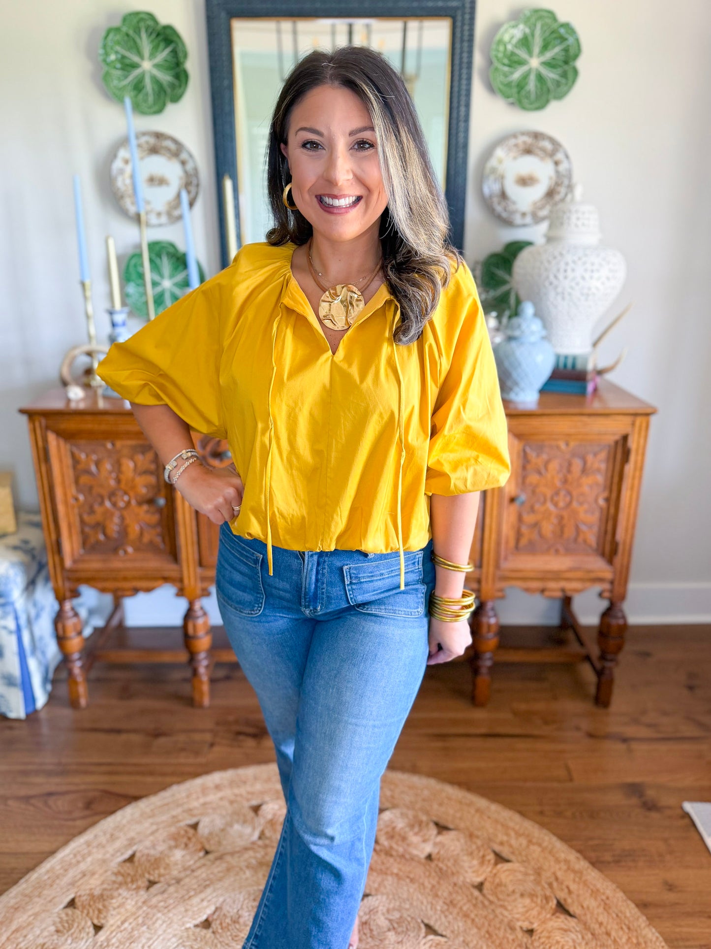Adrienne | Tatum Bubble Hem Top in Gold