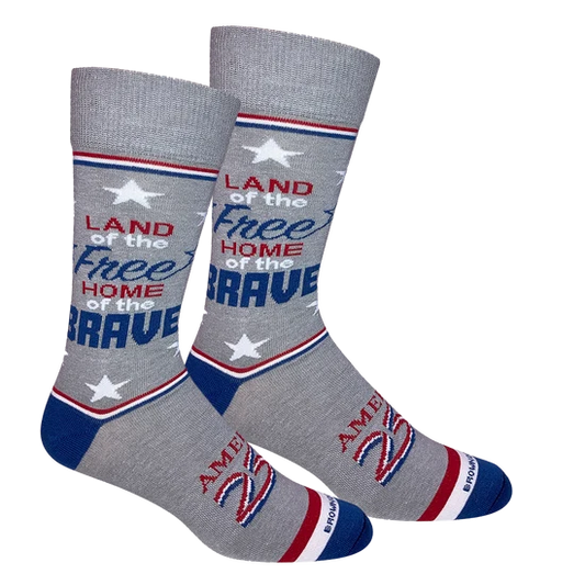 Brown Dog | Free & Brave Crew Socks in Heather Grey