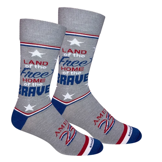 Brown Dog | Free & Brave Crew Socks in Heather Grey