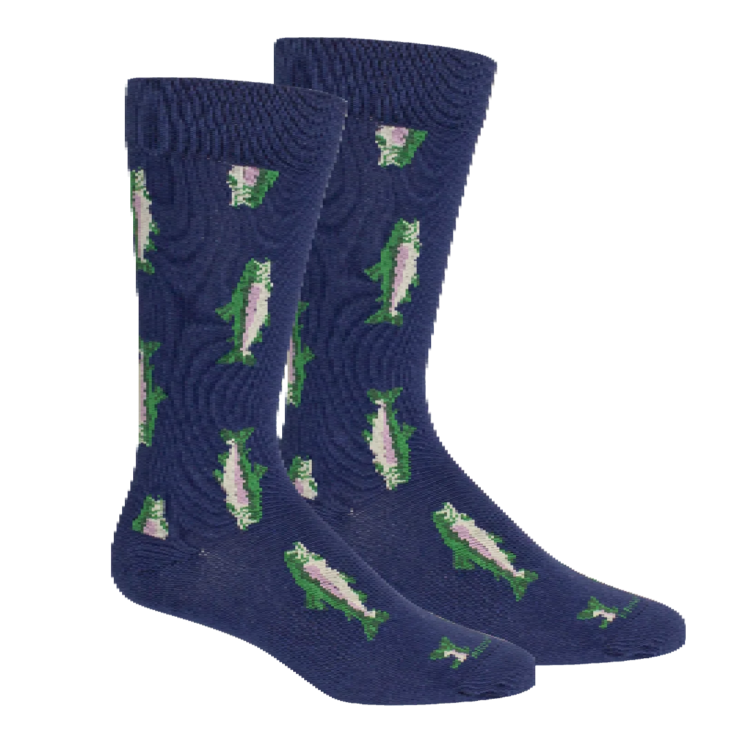 Brown Dog | Watauga (Trout) Crew Socks in Insignia Blue