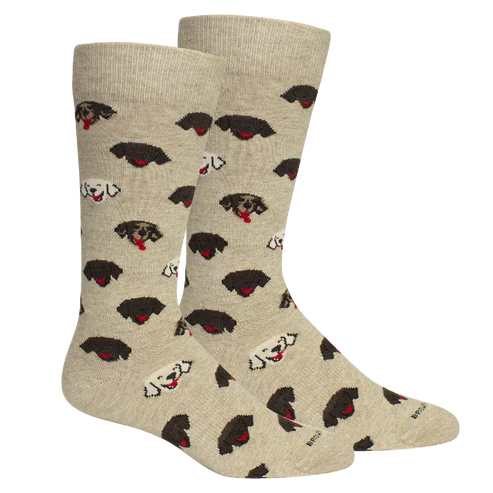 Brown Dog Happy Dog Crew Socks in Oatmeal