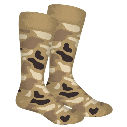 Brown Dog | Old School Camo Crew Socks in Khaki
