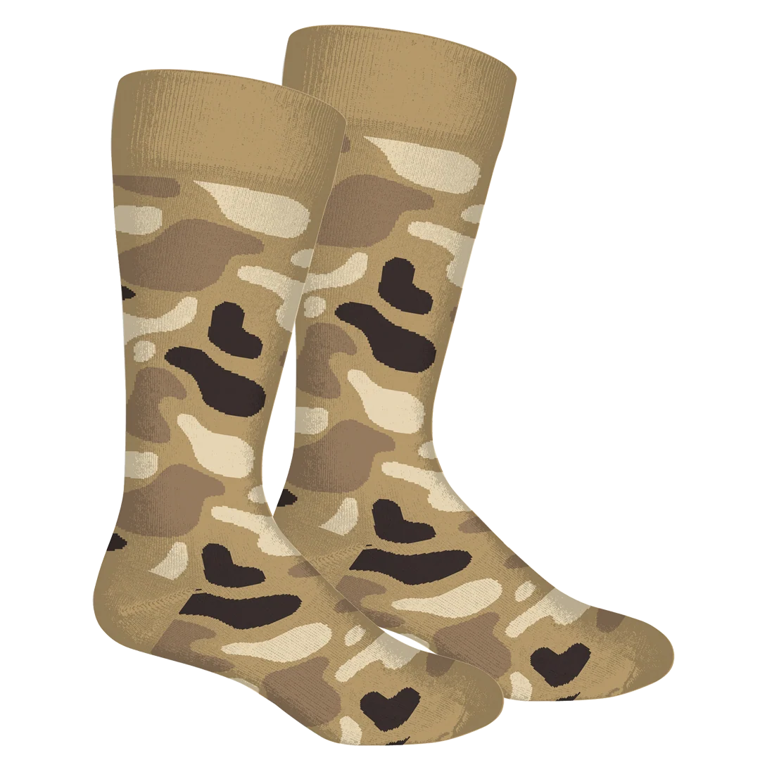 Brown Dog | Old School Camo Crew Socks in Khaki