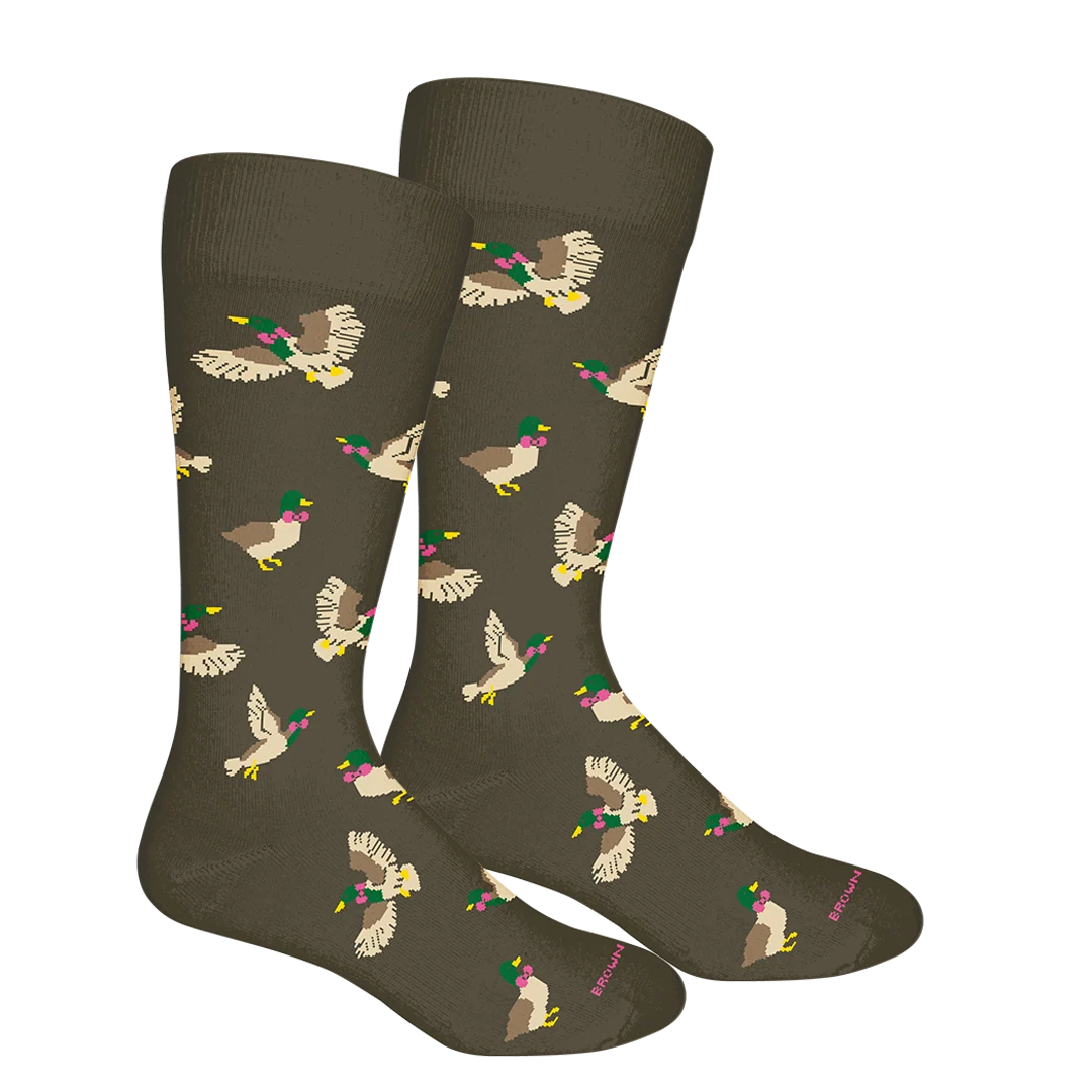 Brown Dog | Preppy Duck Crew Socks in Sage
