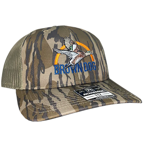 Brown Dog Bottomland Camo Trucker Hat with Wigeon