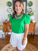 Mary Square | Larissa Pleat Sleeve Tee in Green