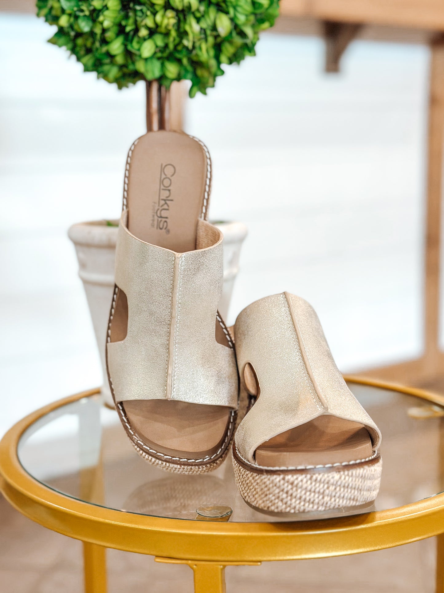 Corkys Kiss N Tell Wedge in Washed Gold