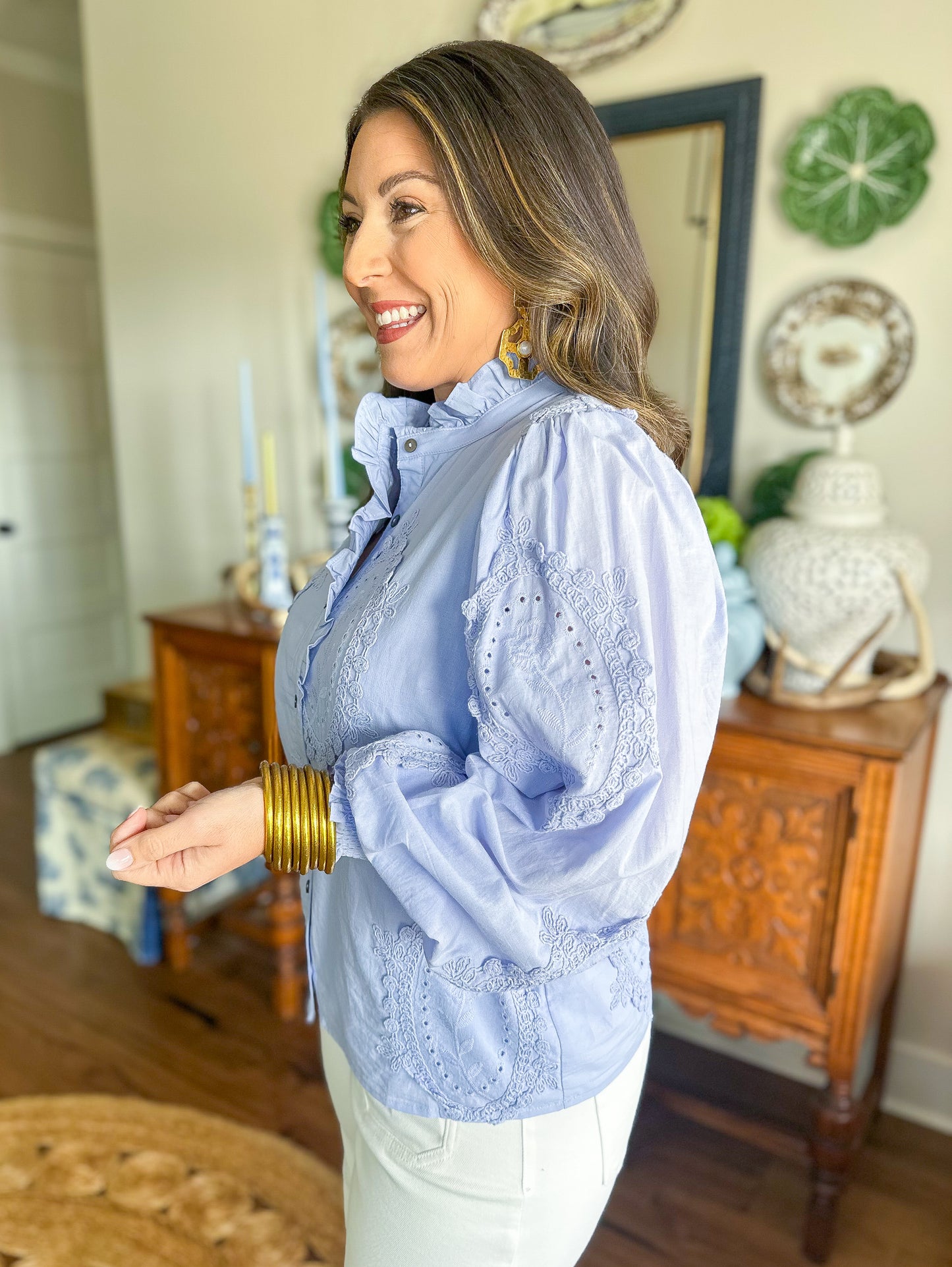 The Presley Top in Light Blue