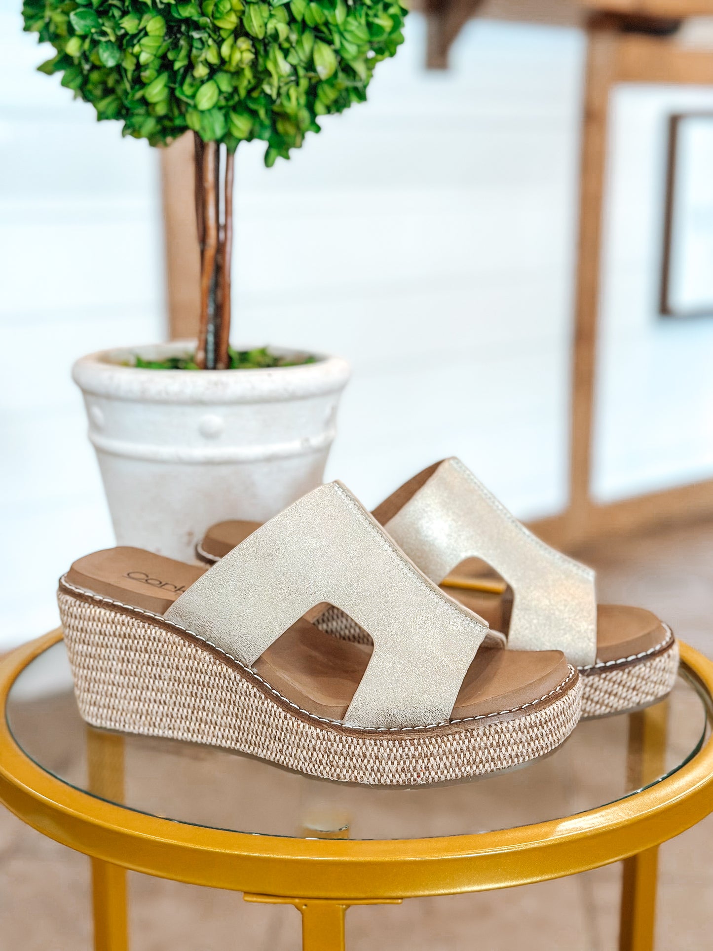 Corkys Kiss N Tell Wedge in Washed Gold