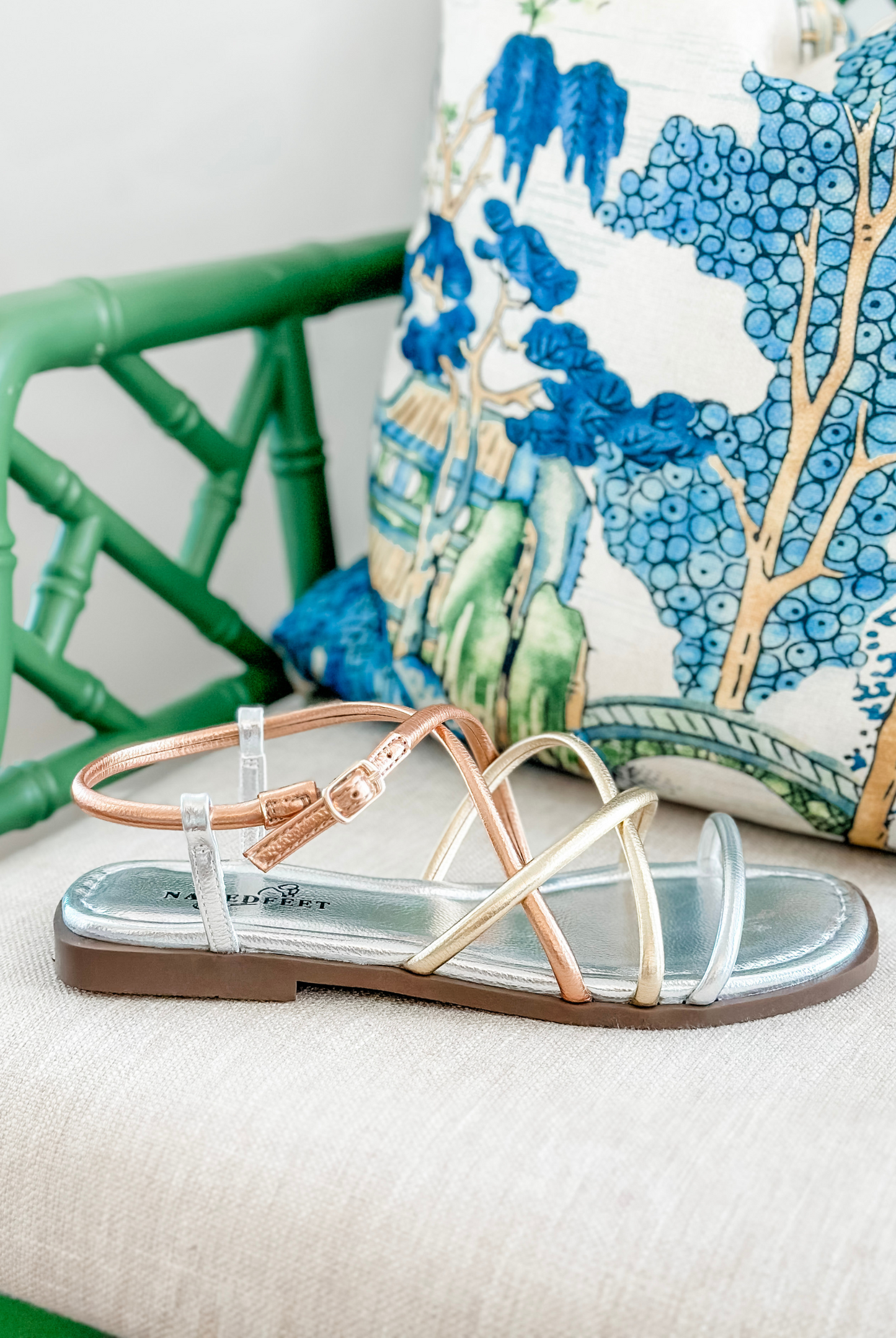 Naked Feet Minimalist Flat Sandal in Gold