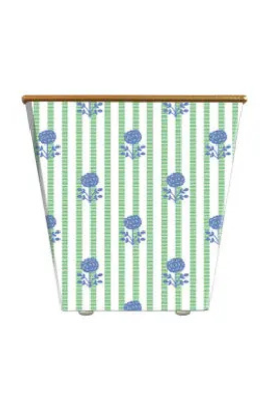 Whh Green and Blue Floral Stripe Cachepot Candle in Blue Spa