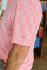 Southern Point Horizon Stripe Performance Polo in Flamingo/White