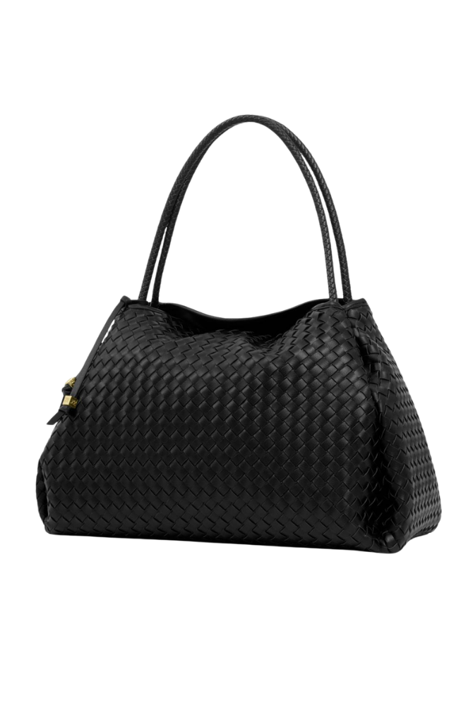 Katie Loxton | Nova Hand Woven Large Shoulder Bag in Black