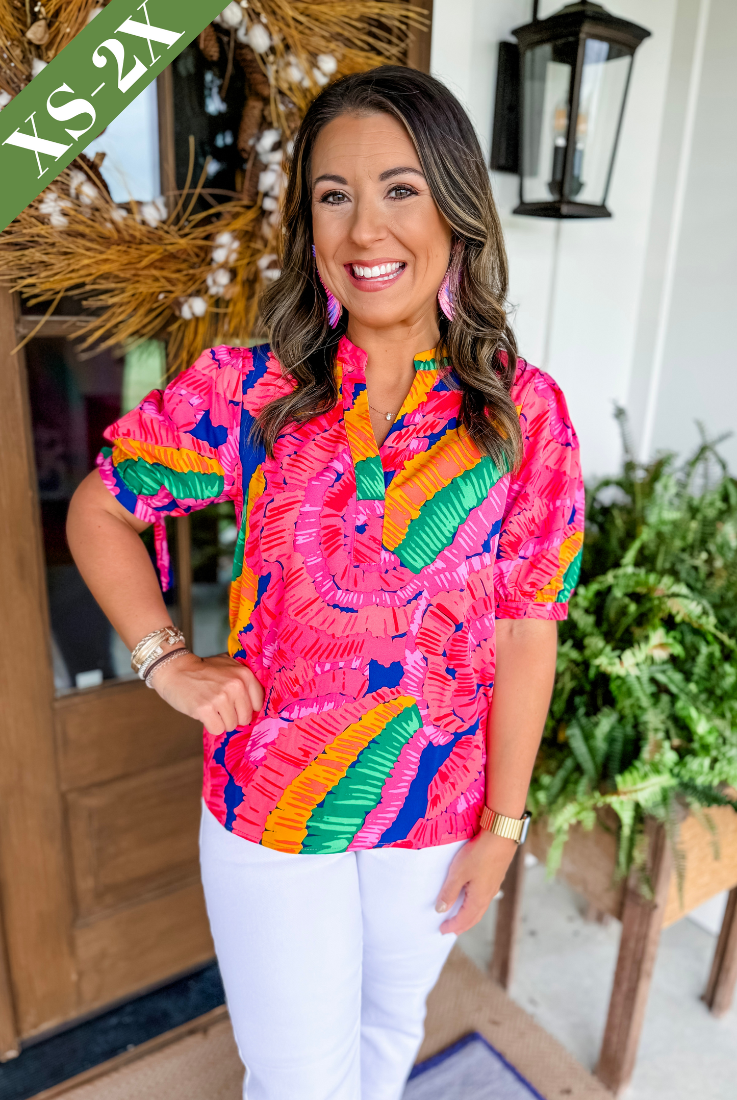 Michelle McDowell Louise Top in Showstopper Multi