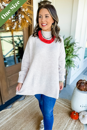 Mud Pie Milo Ribbed Sweater in Cream