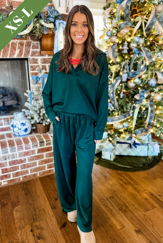 The Blair Pants Set in Hunter Green