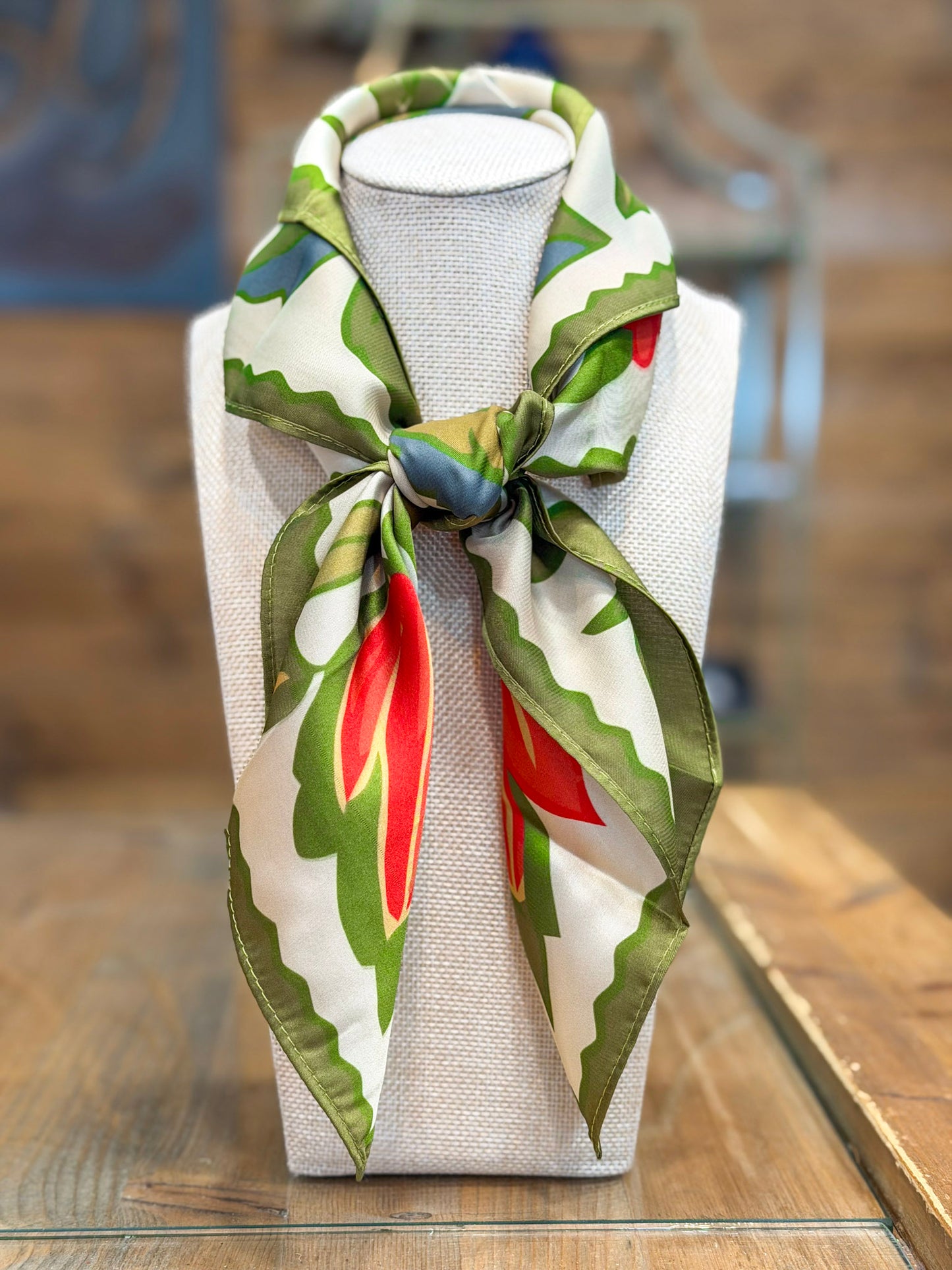 Poppy & Green Floral Scarf