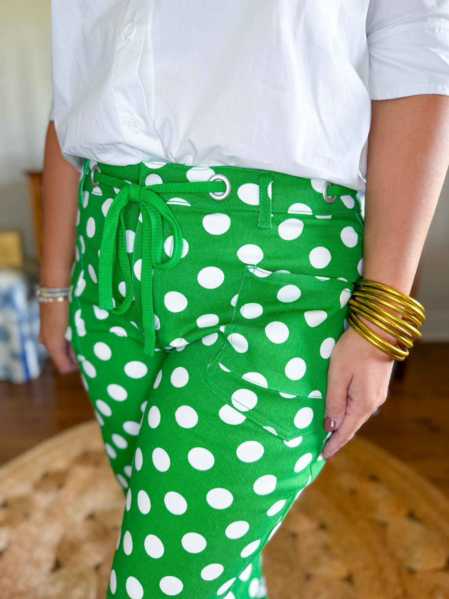 Prep Rally Dot Pants in Kelly Green