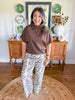 Arden Mock Neck Top in Brown