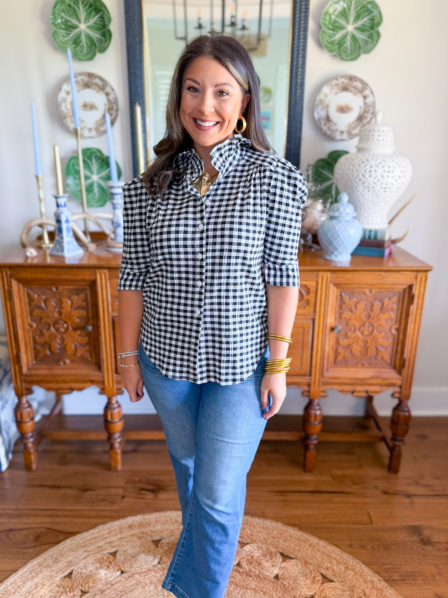 Adrienne | Jodie Top in Black Gingham