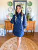 Golden Panther Dress in Navy