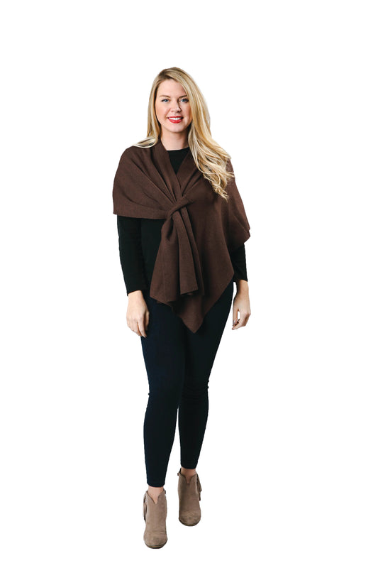 Katie Knit Keyhole Wrap in Brown