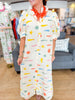 Karlie | Multi Fish Ruffle Collar Maxi Dress