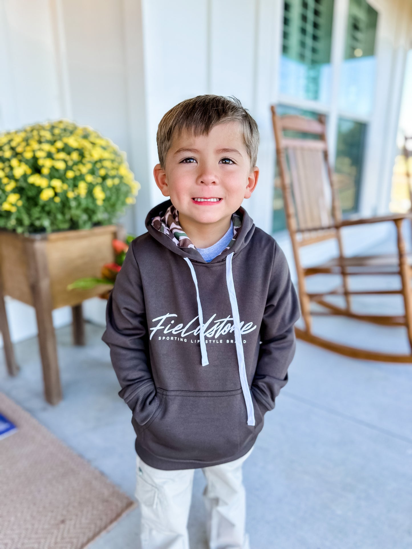 Youth Script Midweight Hoodie in Chocolate