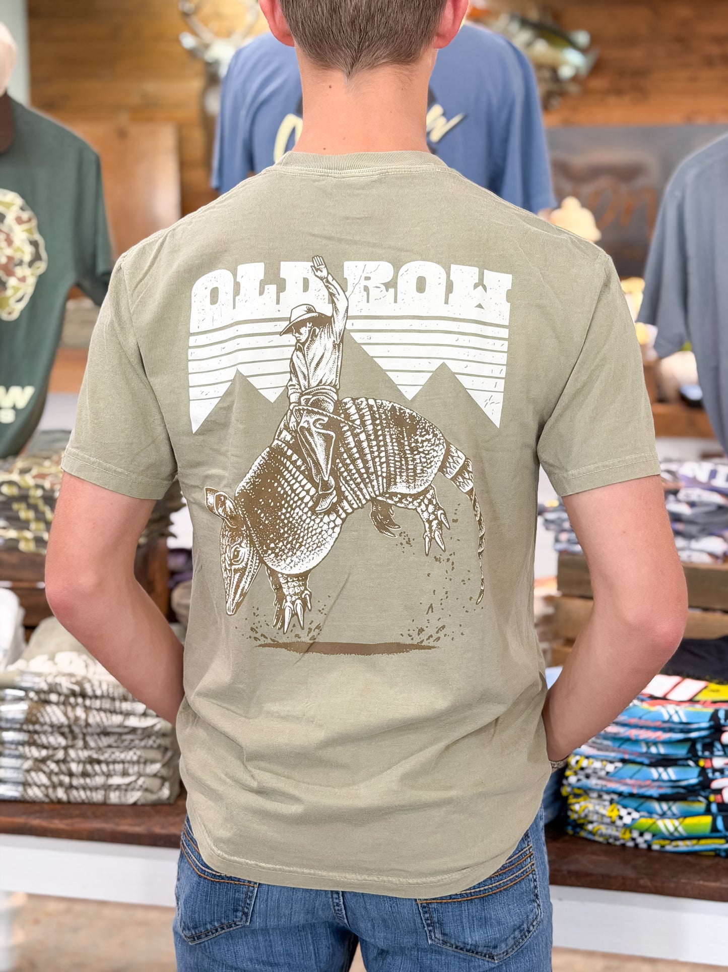 Old Row | The Bucking Armadillo T-Shirt in Khaki