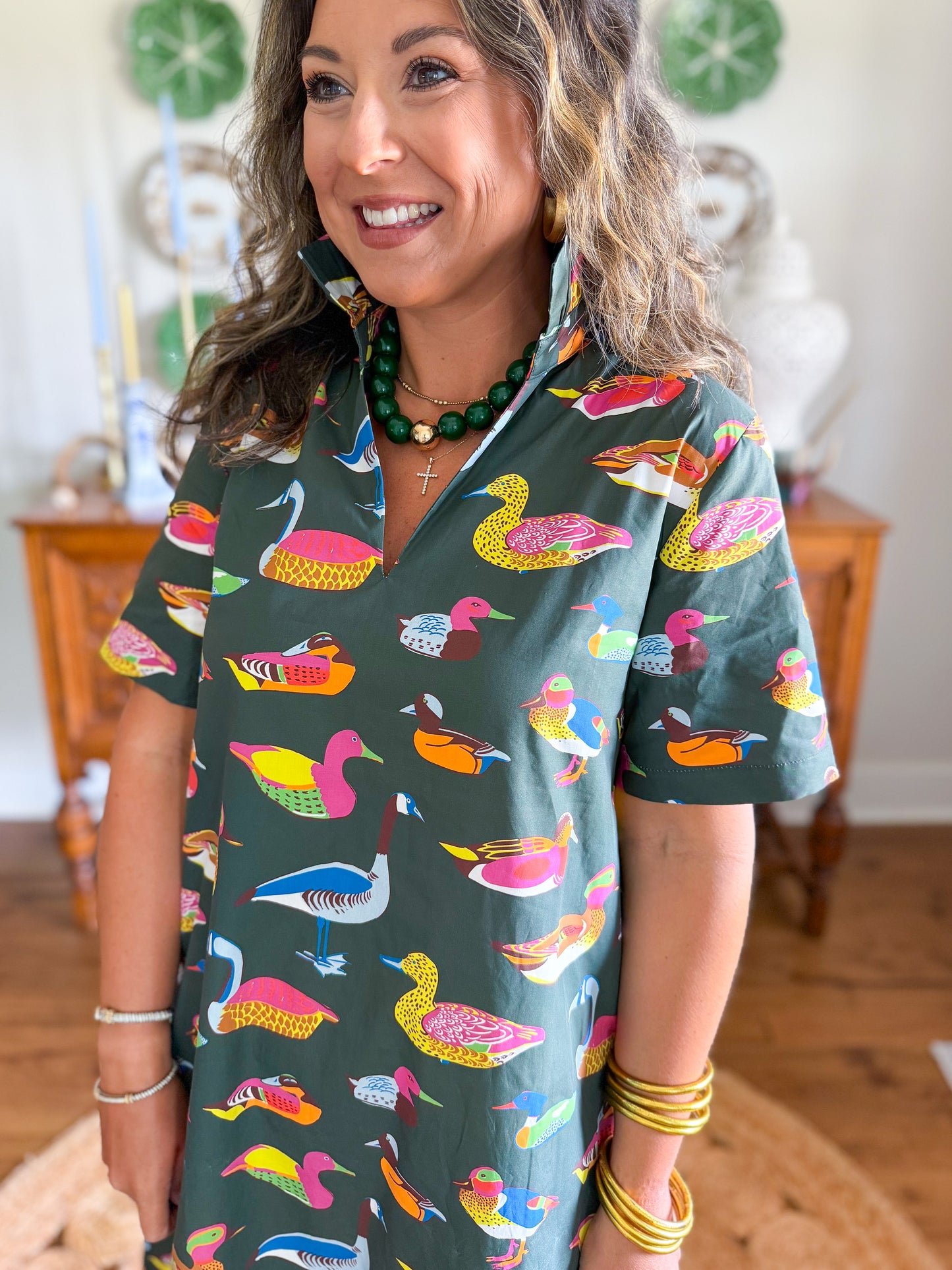 Caryn Lawn | Georgia Duck Dress in Green