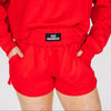 Scarlet & Gold | The Ava Airy Shorts Go Dawgs Woven Label in Bright Red