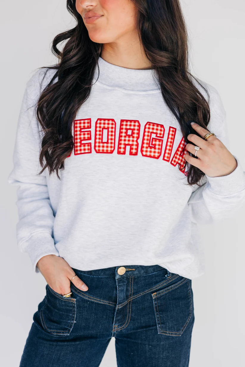 Scarlet & Gold | The Mallory Mockneck Georgia Gingham in Ash