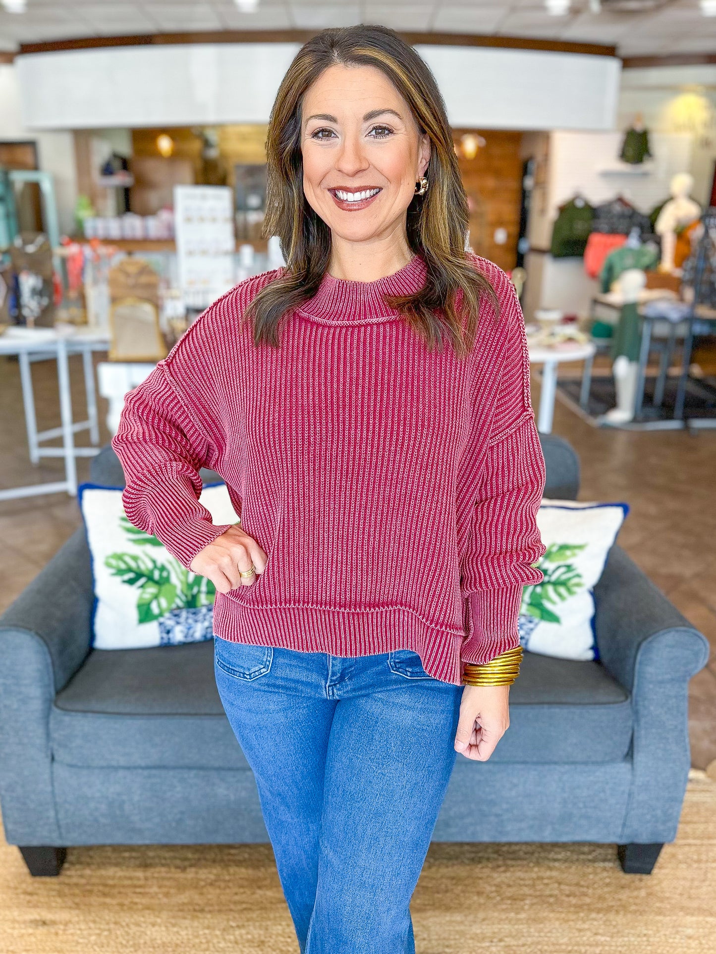 Muted Moments Sweater in Cabernet