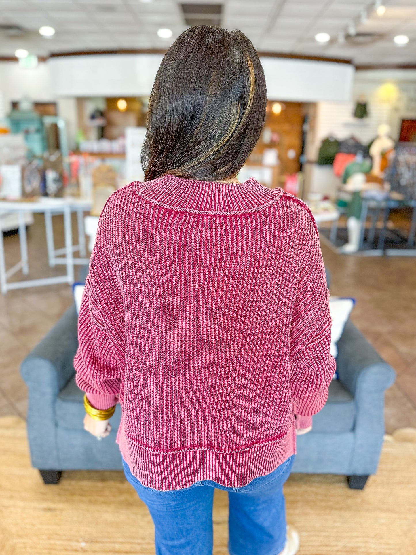 Muted Moments Sweater in Cabernet