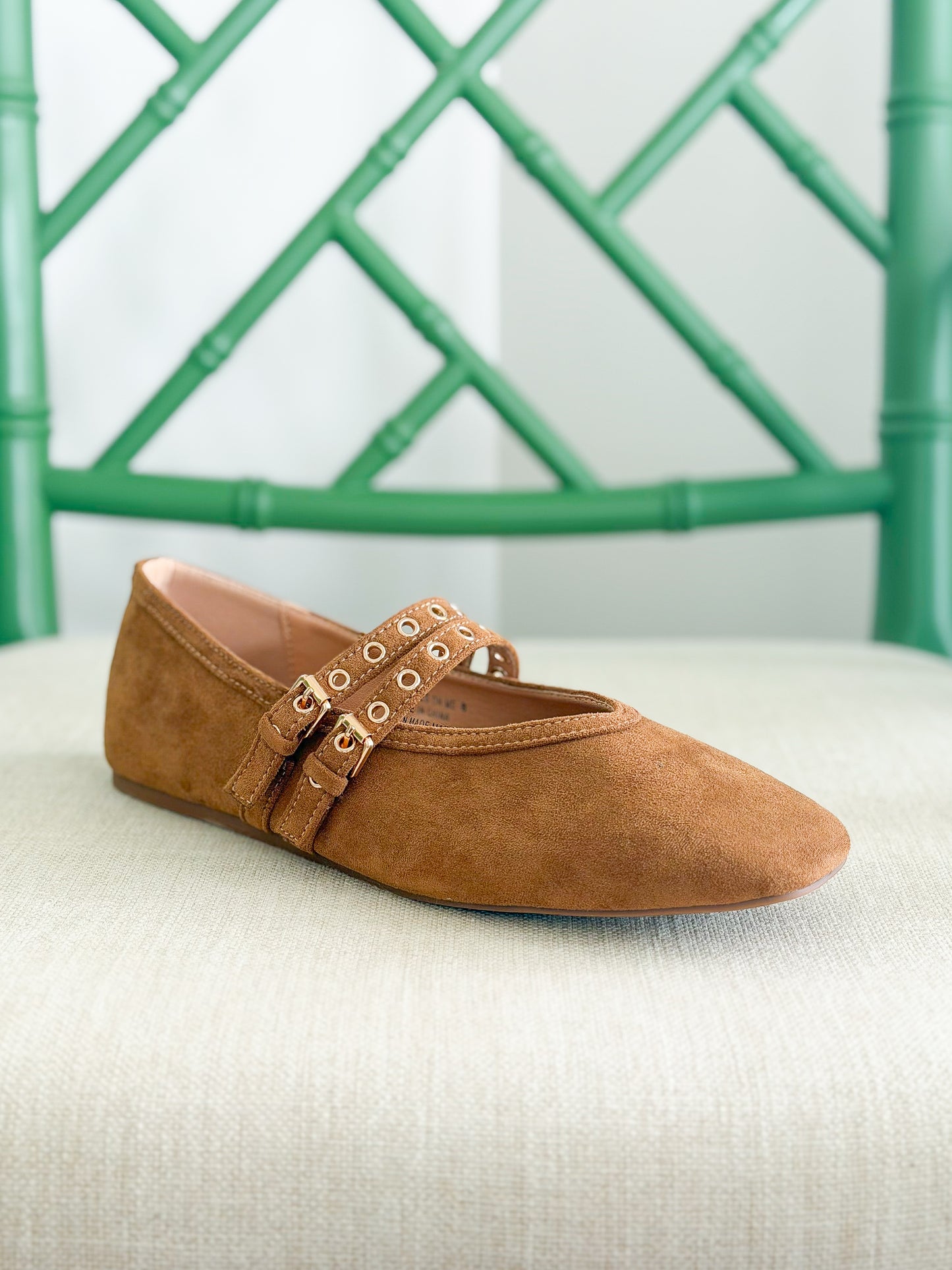 Corkys | All Eyes on Me Mary Jane Flat in Camel Faux Suede