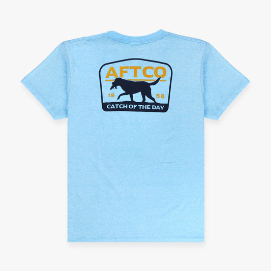 Aftco | Youth Fetch T-Shirt in Heather Sky Blue