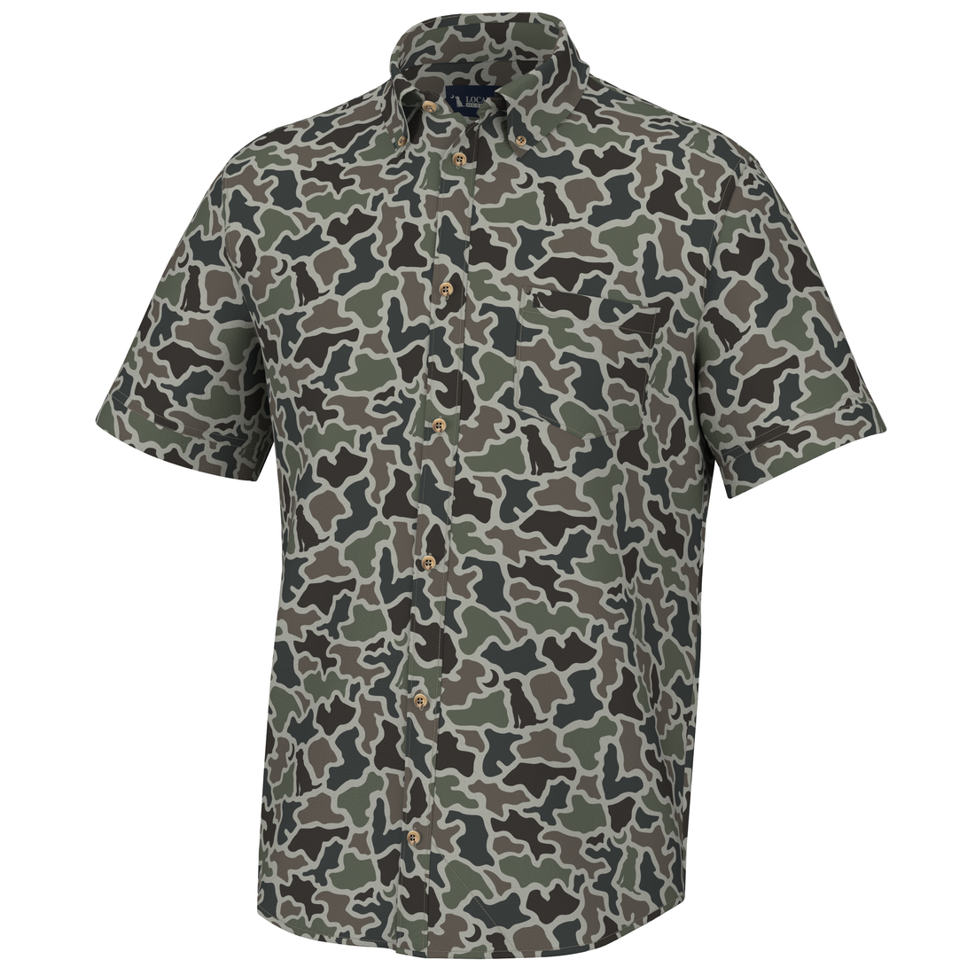 Local Boy Low Country Button Down in Dog & Moon Camo