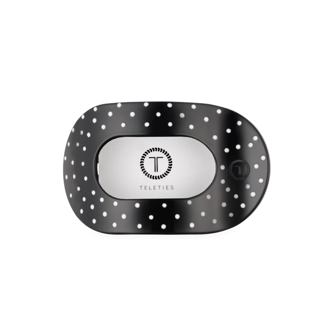 Teleties | Black Polka Dot Party Medium Flat Round Hair Clip