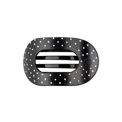 Teleties | Black Polka Dot Party Medium Flat Round Hair Clip