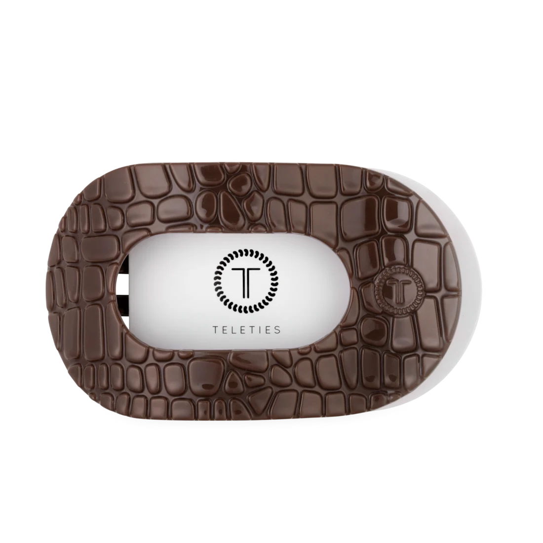 Teleties | Brown Crocodile Large Flat Round Hair Clip