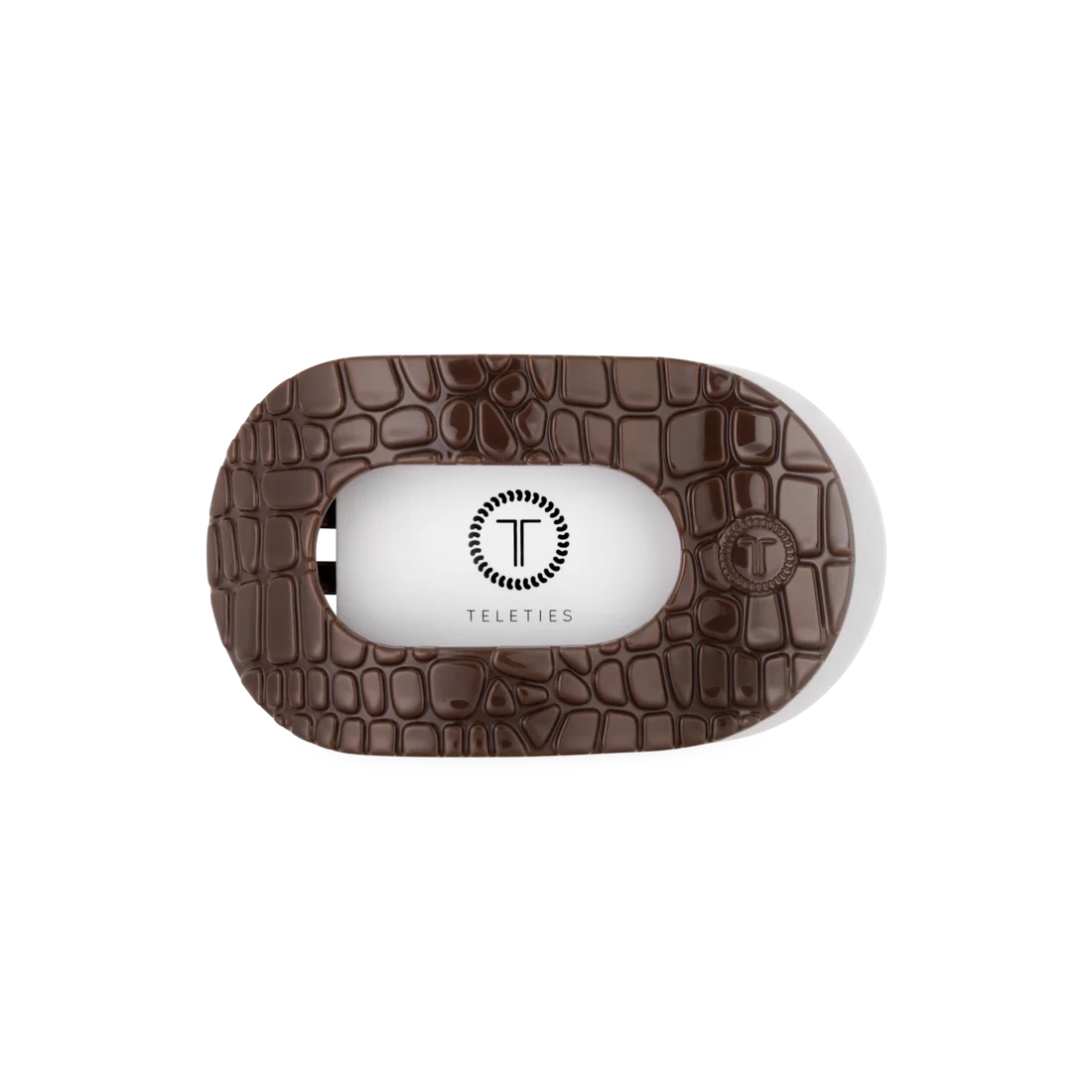 Teleties | Brown Crocodile Medium Flat Round Hair Clip