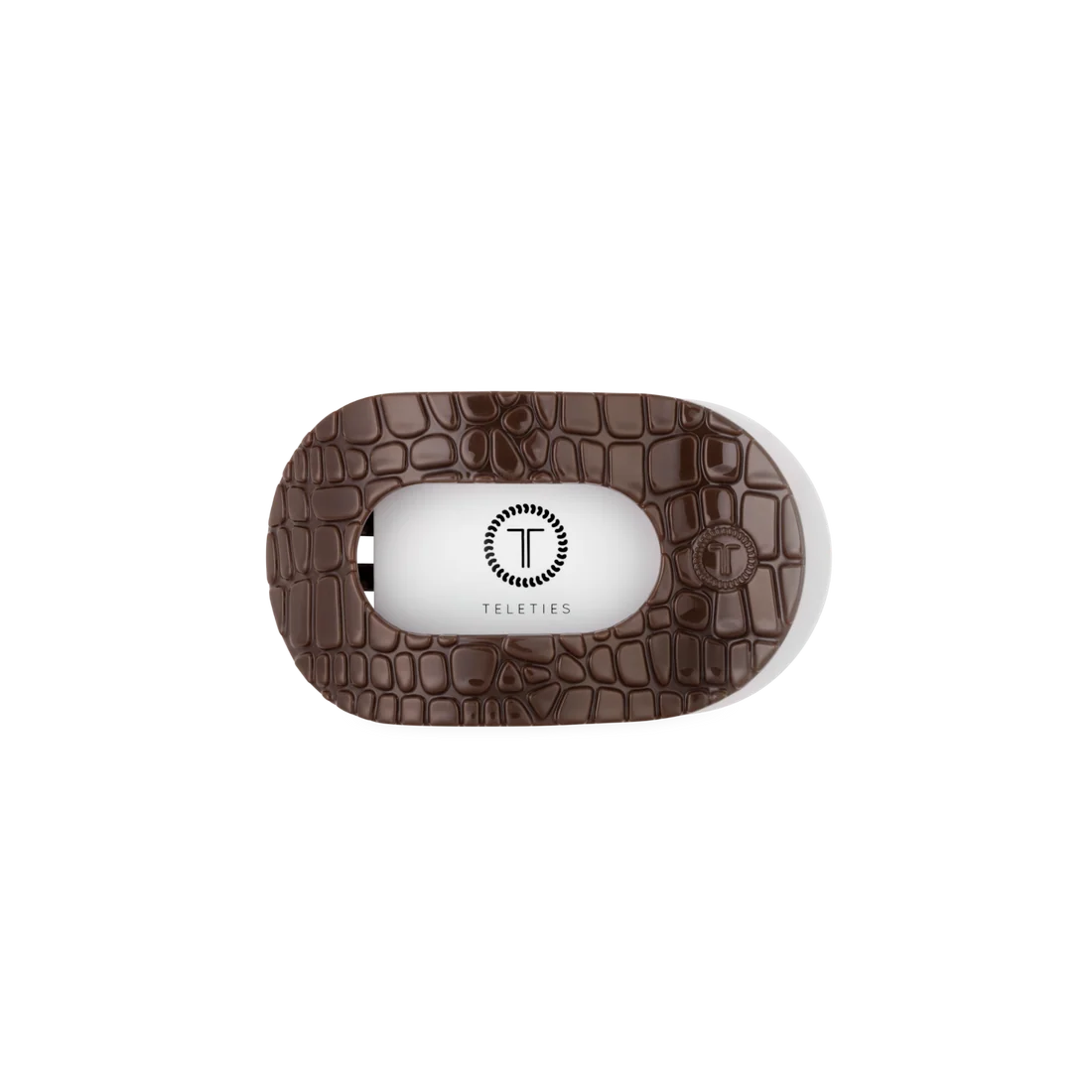Teleties | Brown Crocodile Small Flat Round Hair Clip