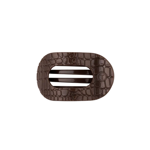 Teleties | Brown Crocodile Small Flat Round Hair Clip