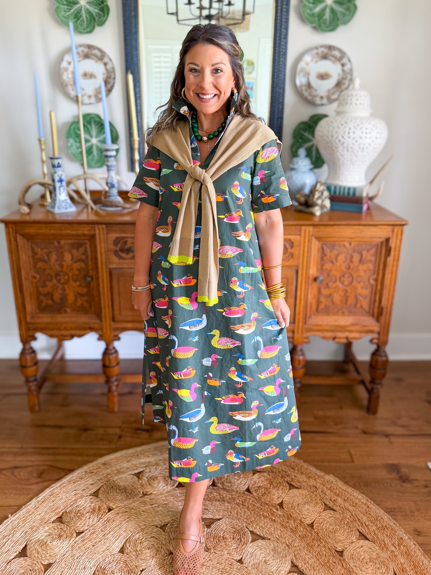 Caryn Lawn | Georgia Duck Dress in Green