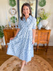 Mary Square I Molly Dress in Sunshower Flora Blue