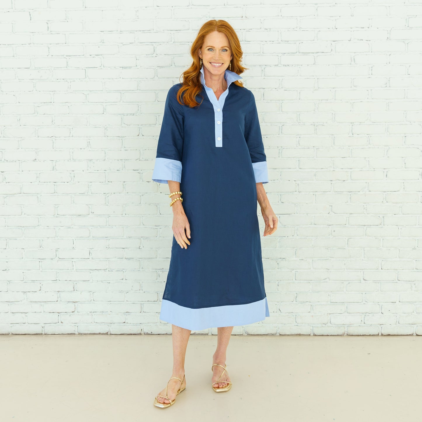 Caryn Lawn Carrie Caftan Dress in Navy