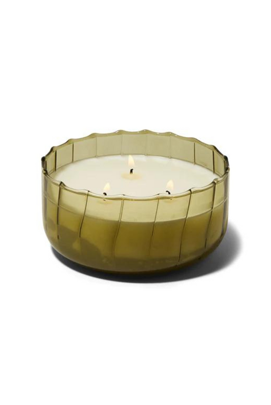 Ripple 12 oz Ribbed Glass Candle in Secret Garden